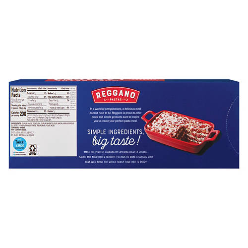 Reggano Oven Ready Lasagna Noodles, 12 oz